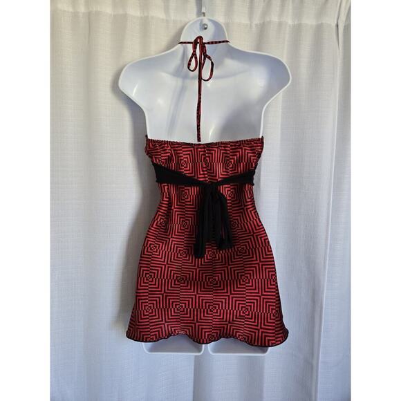Celine By Champion Vtg Y2k Babydoll Halter Top Small Red Cybercore Rockabilly - Picture 2 of 6